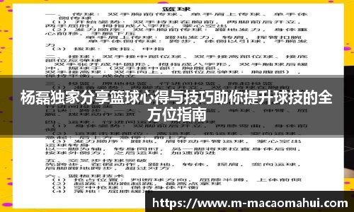 杨磊独家分享篮球心得与技巧助你提升球技的全方位指南